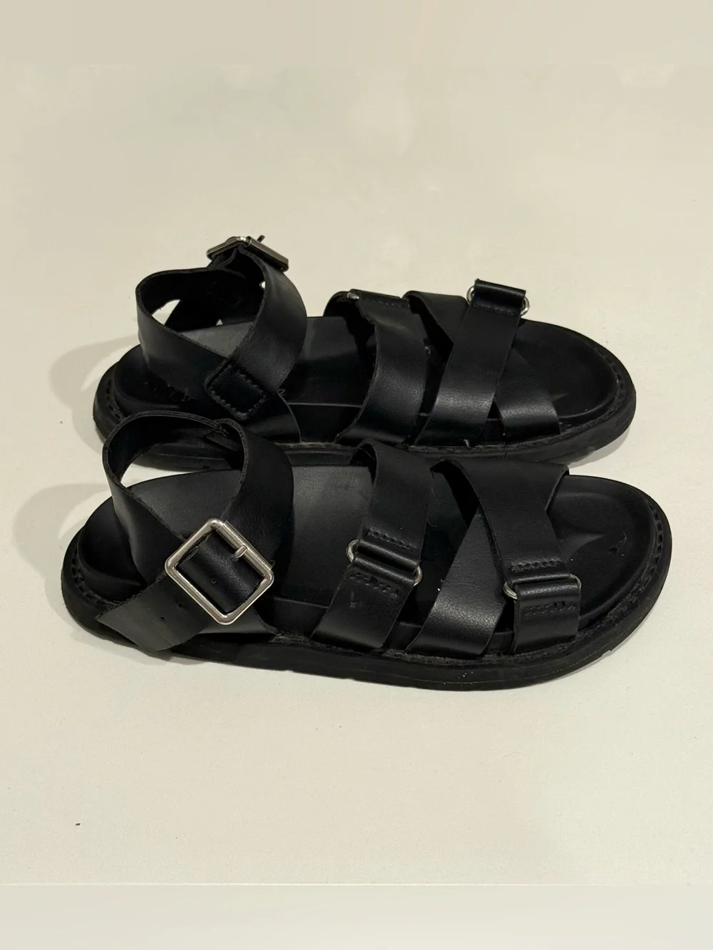 Zara Kids Black Multi-Strap Buckle Sandals